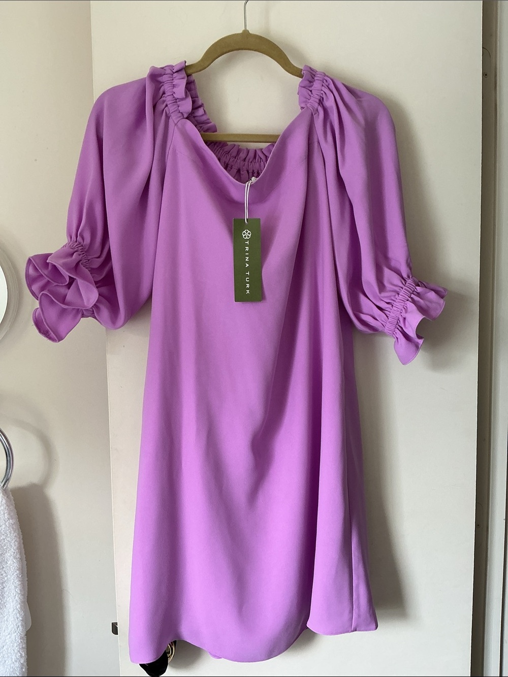 TRINA TURK EQUINOX Lilac Off-Shoulder Dress - Picture 8 of 8